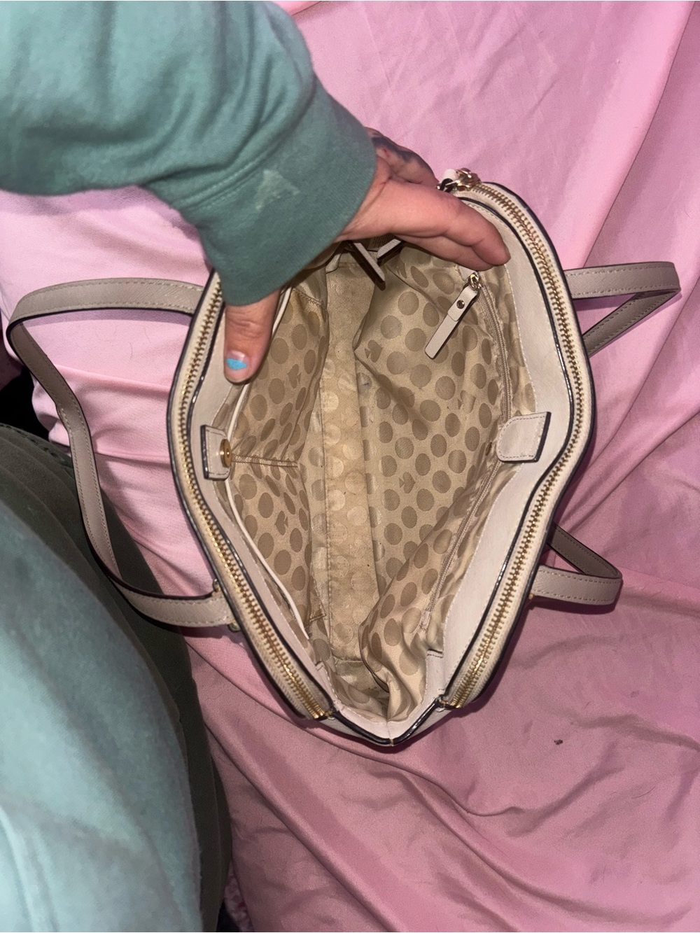 kate spade Cream and Taupe Leather Shoulder Bag - Picture 2 of 4